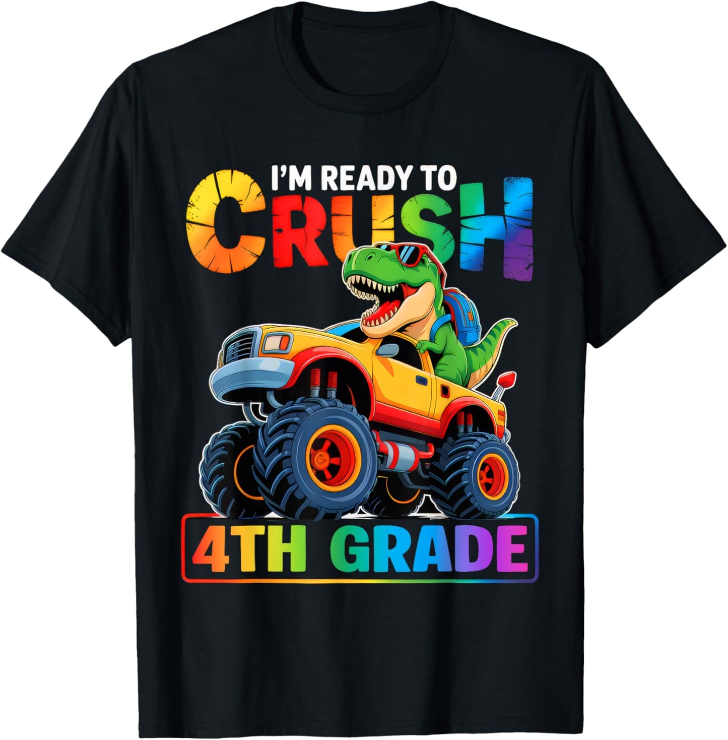 Back To School Boy Dinosaur I'm Ready To Crush 4th Grade T-Shirt