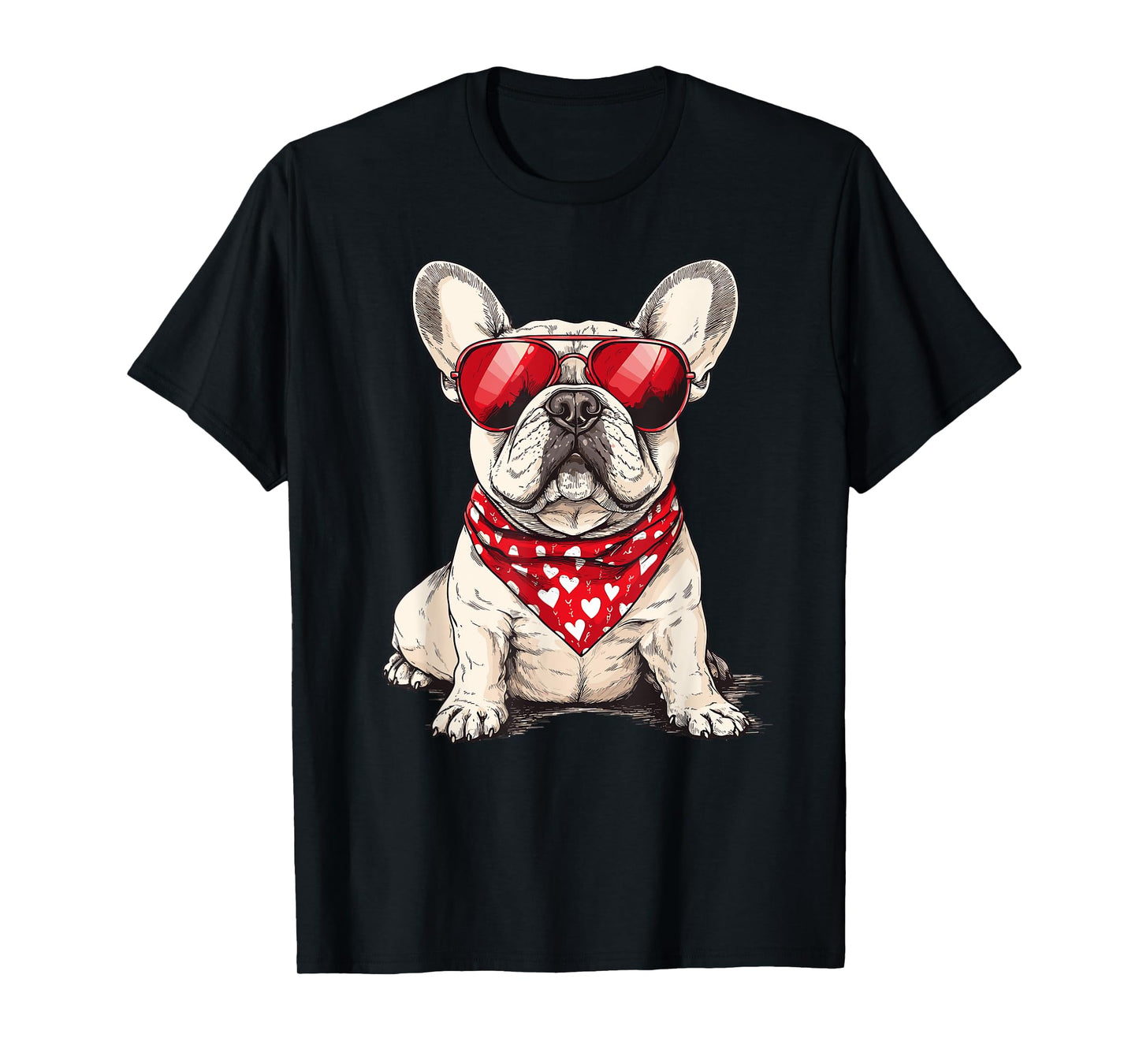 Frenchie Heart Bandana Cool French Bulldog Lover Valentines T-Shirt