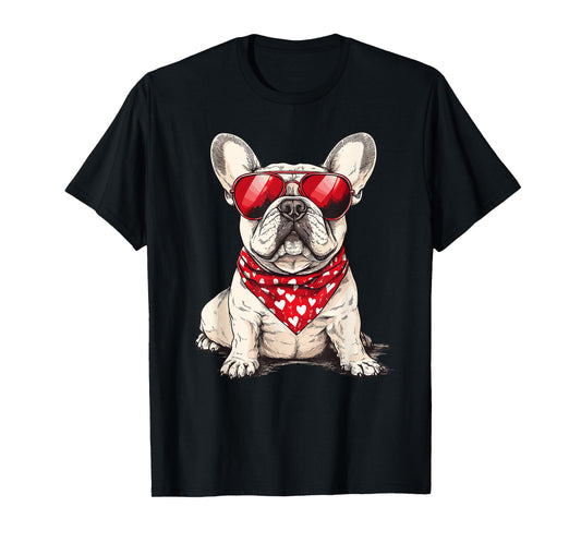 Frenchie Heart Bandana Cool French Bulldog Lover Valentines T-Shirt