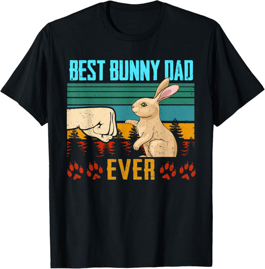 Best Bunny Dad Ever Vintage Eighties Style Retro Distressed T-Shirt