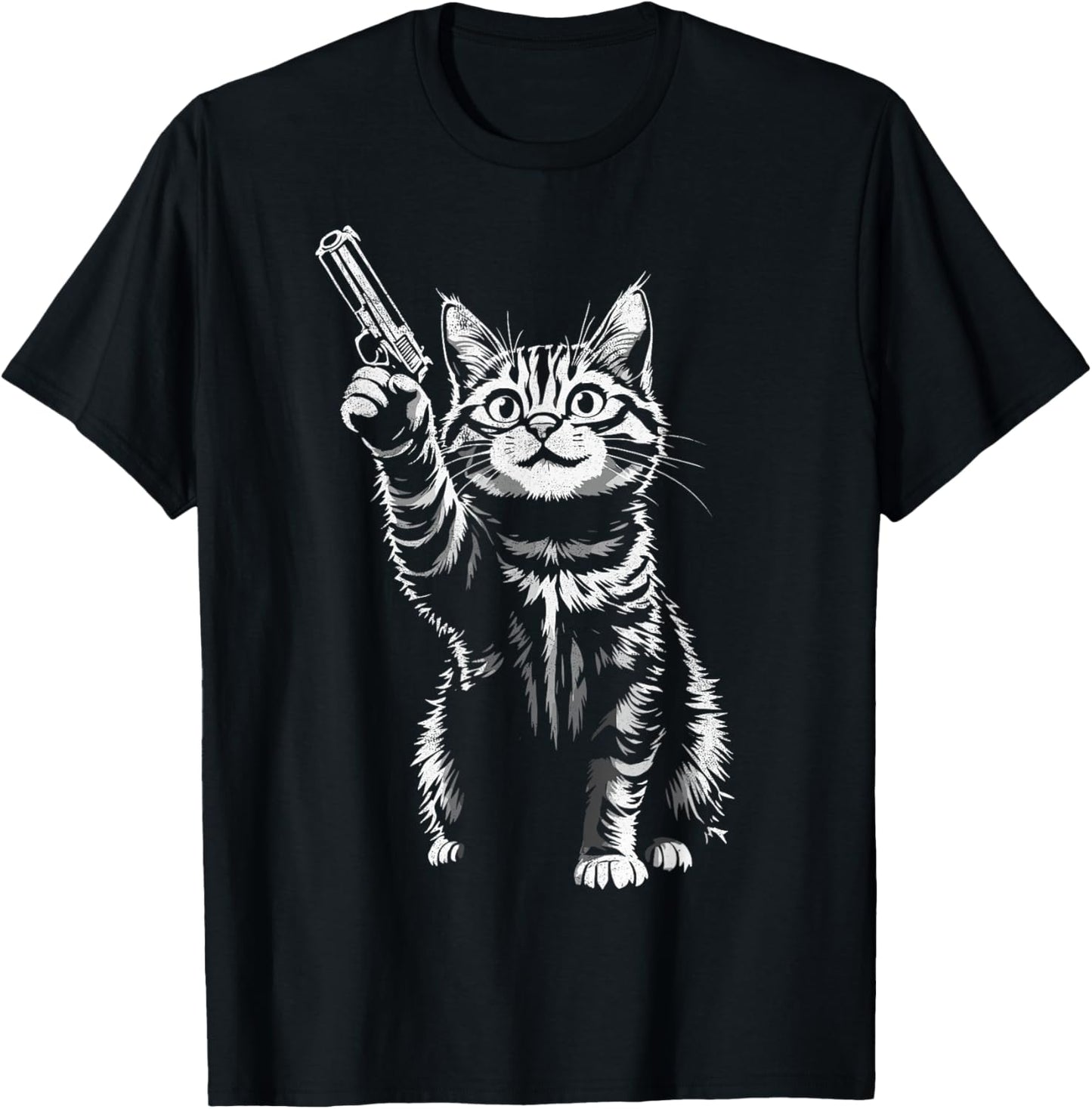 Cute Kitty With Guns Cat Dad Funny Cats & Gun Lover T-Shirt