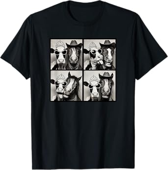 Funny Farm Animal Lover Photo Booth Cow and Horse Party T-Shirt