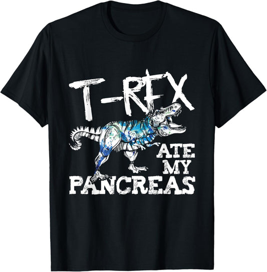 Dinosaur T-Rex Ate My Pancreas Funny Diabetes Awareness Cute T-Shirt