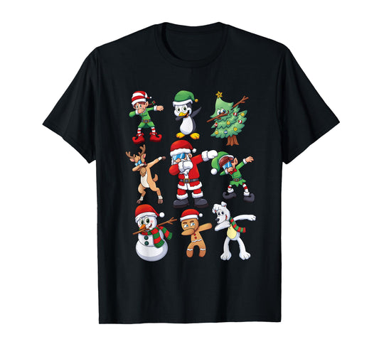 Christmas Shirt for Kids Boys Dabbing Santa Elves Xmas Gift T-Shirt