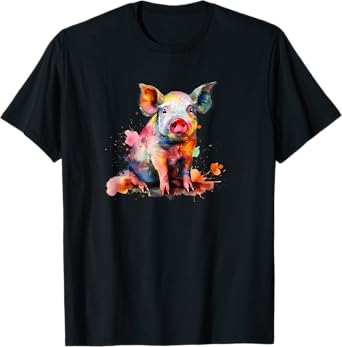 Colorful Paint Splash Cute Show Pig Lover T-Shirt