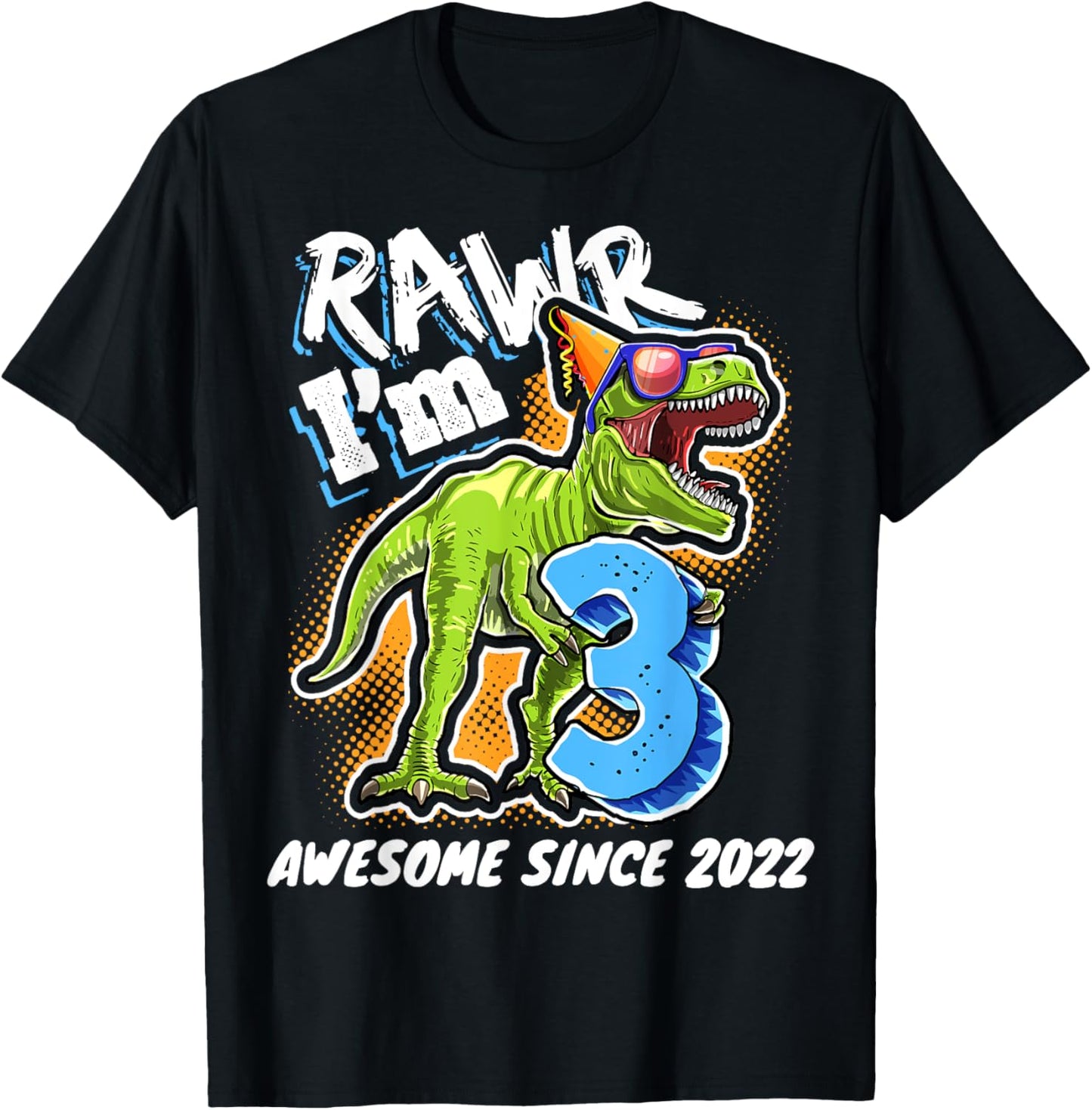 3rd Birthday T Rex Dinosaur Party Boys Rawr I'm 3 T-Shirt