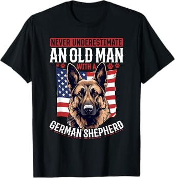 German Shepherd Dog Breed Never Underestimate an Old Man T-Shirt