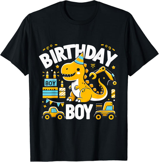 Dinosaur Birthday Boy Construction Truck digger Dino T-Shirt