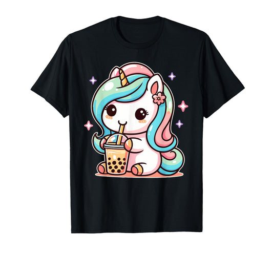 Milk Tea Unicorn Kawaii Unicorn Drinks Boba Tea Bubble Tea T-Shirt