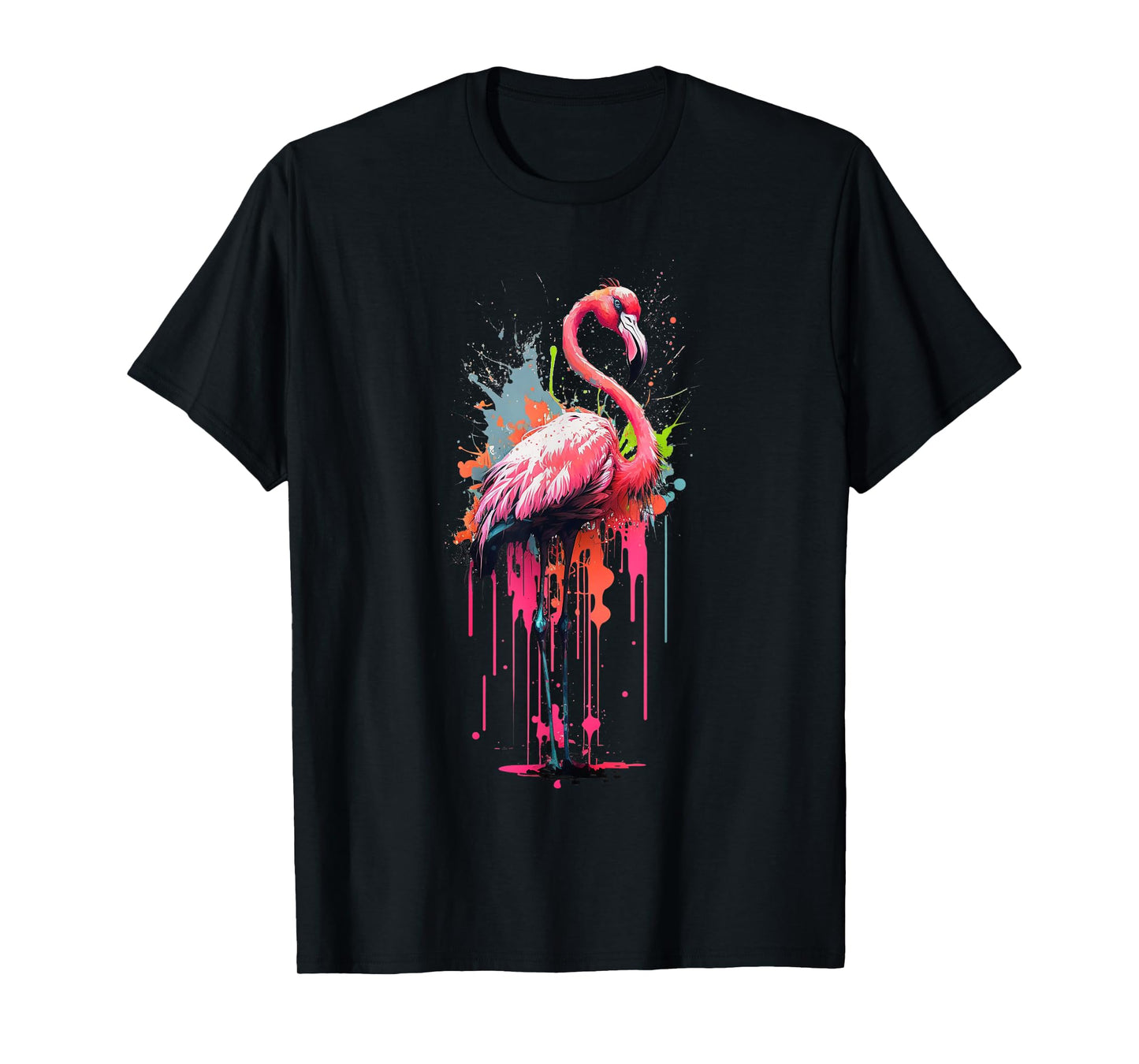 Girls Colorful Flamingo Bird Womens Realistic Flamingo T-Shirt