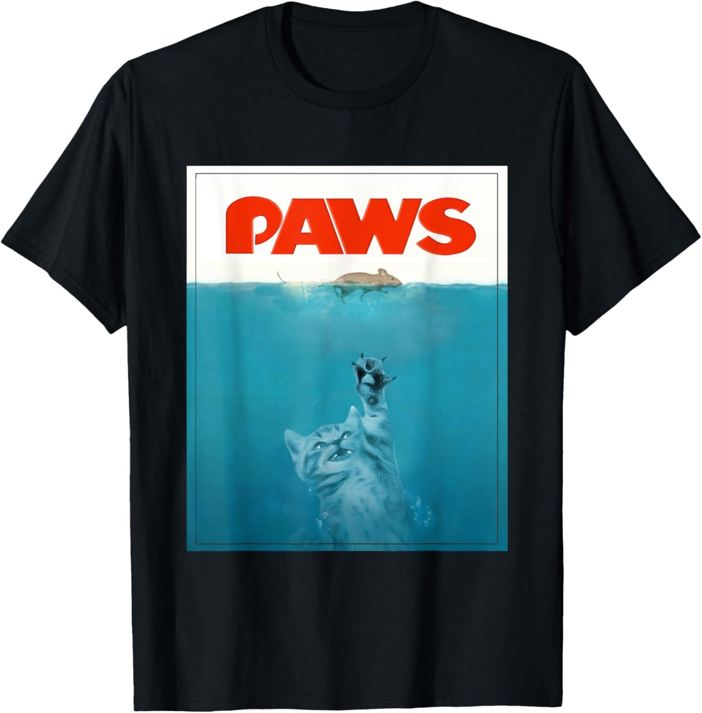 Paws cat funny t-shirt, Kitten movie poster parody T-Shirt