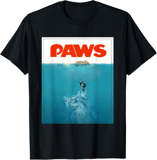 Paws cat funny t-shirt, Kitten movie poster parody T-Shirt