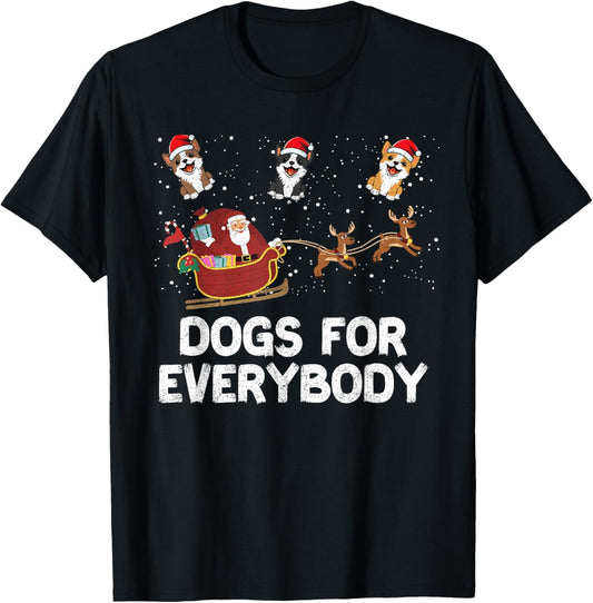 Dogs For Everybody Festive Christmas Santa Xmas Funny Ugly T-Shirt