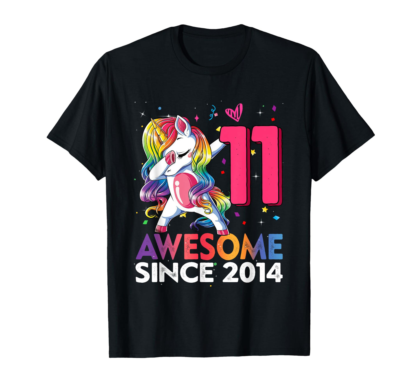 11th Birthday Awesome Since 2014 11 Years Old Unicorn Girls T-Shirt