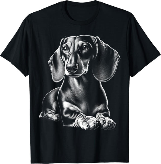 Super Cute Dachshund in Lying Pose as Cool Portrait T-Shirt