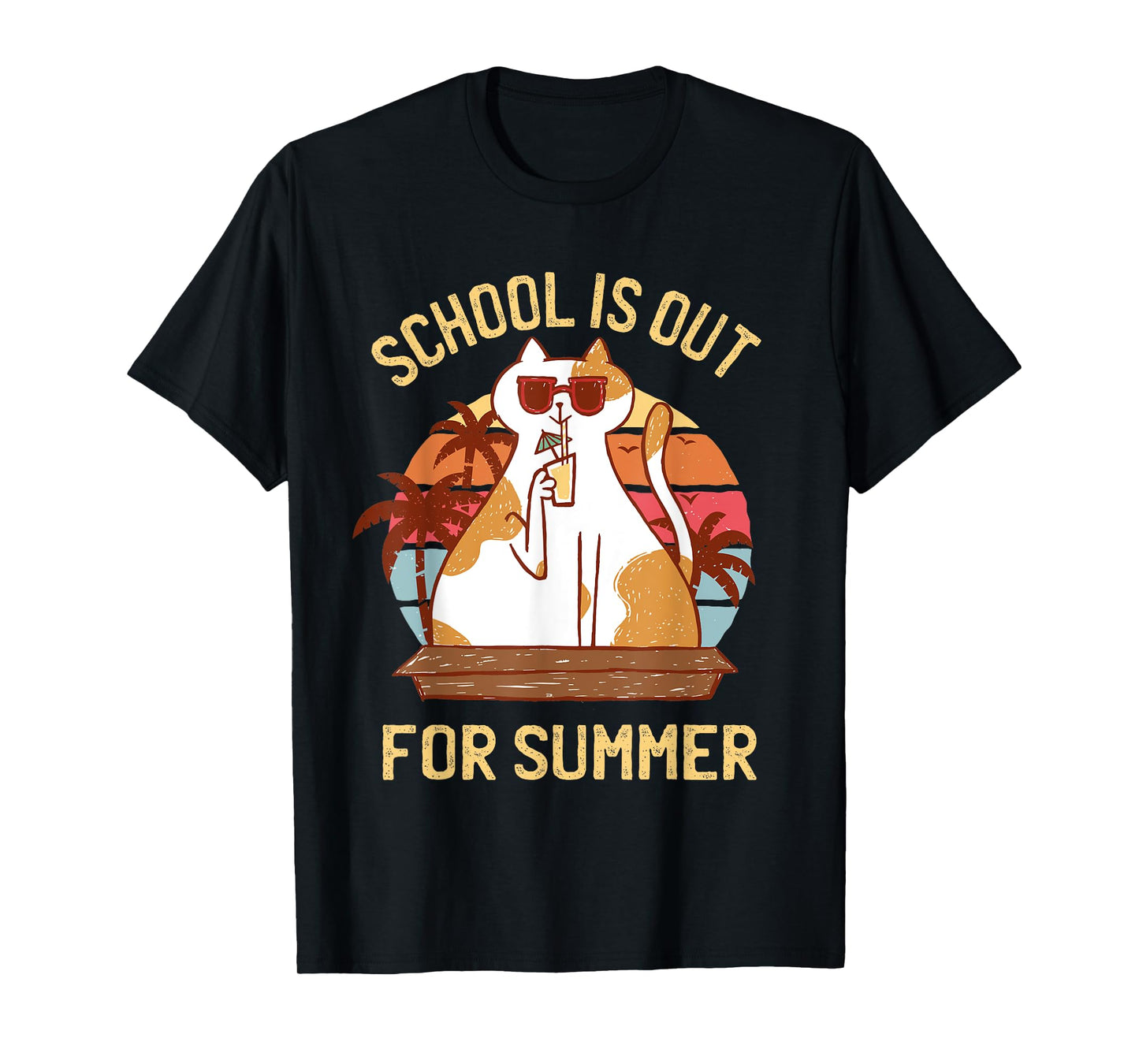 Last Day of School Shirt for Teachers - Retro Summer Cat T-Shirt