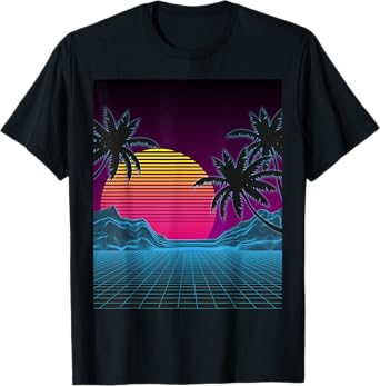 Vaporwave Aesthetic Sunset Mountains Palms Retro T-Shirt T-Shirt