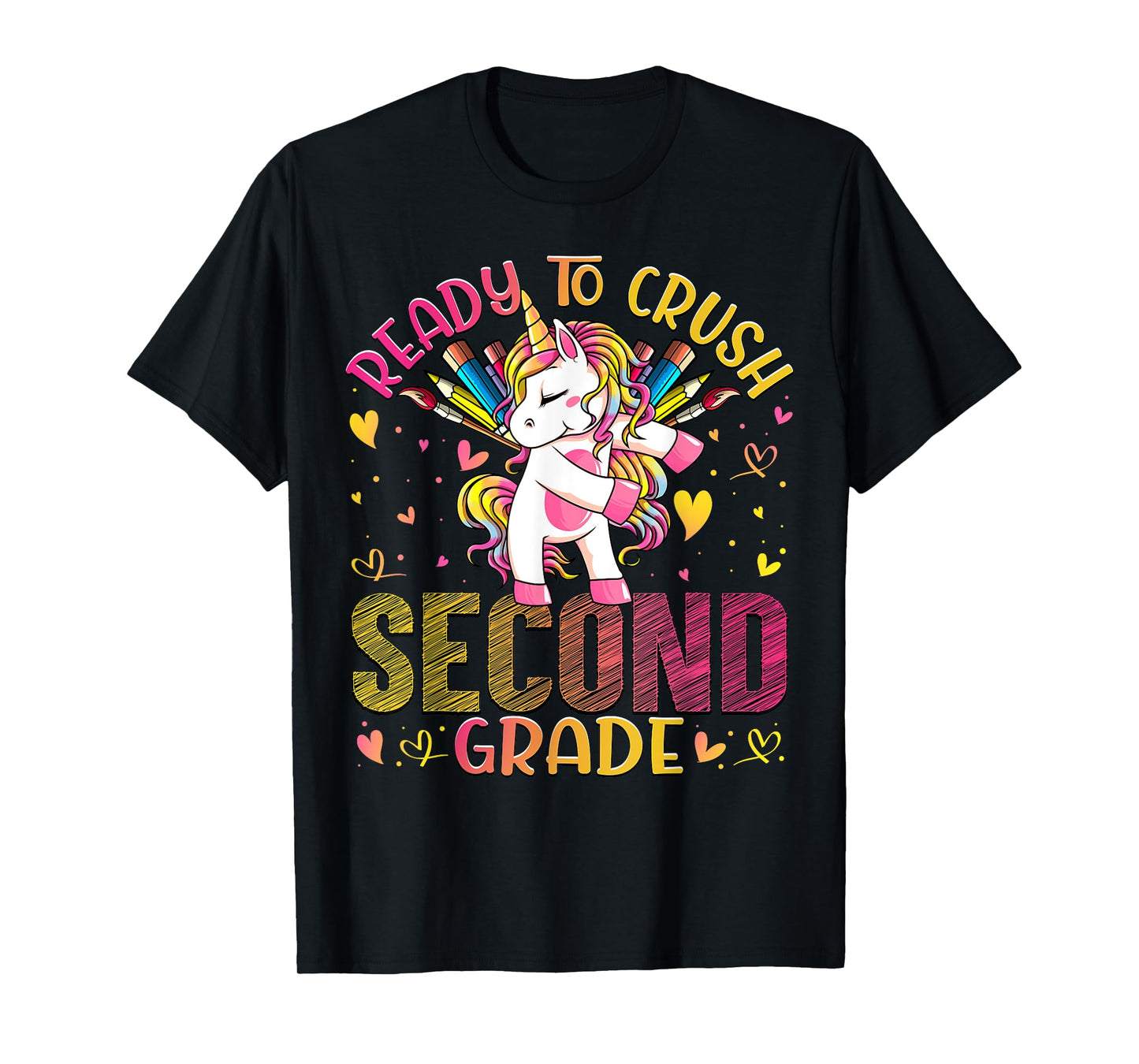 Ready to Crush Second 2nd Grade Back To School Unicorn Kids T-Shirt