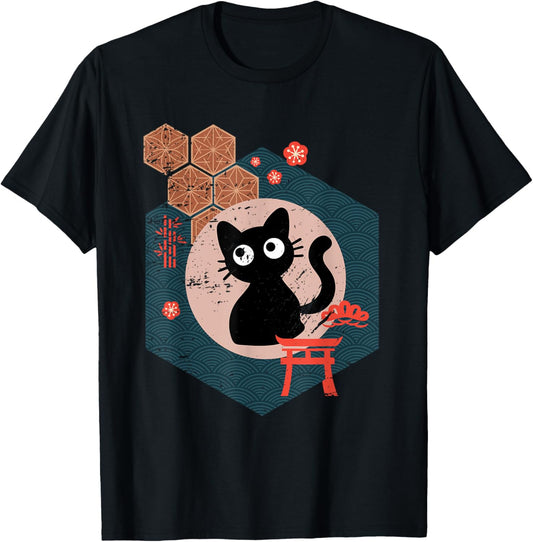 Black Cat Lover japanese kitten anime tokyo otaku lifestyle T-Shirt