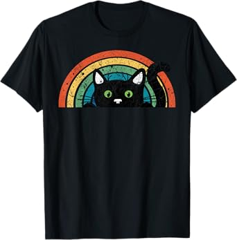 Vintage Black Cat Retro For Cat Lover, Cat Mom, Cat Dad T-Shirt