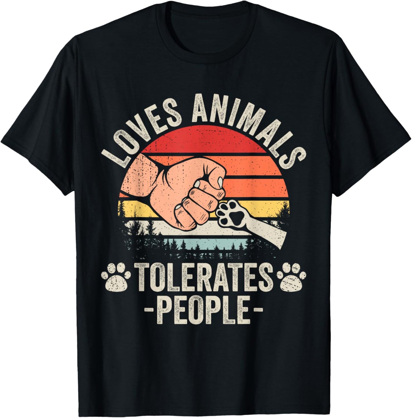 Loves Animals Tolerates People Animal Lover Funny Dog Mom T-Shirt