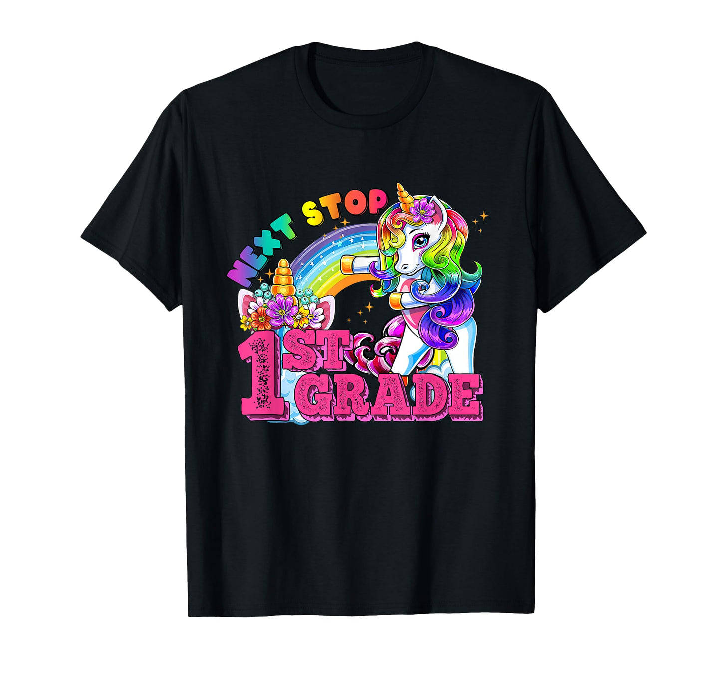 Next stop 1st grade First Grade Here I come Flossing Unicorn T-Shirt