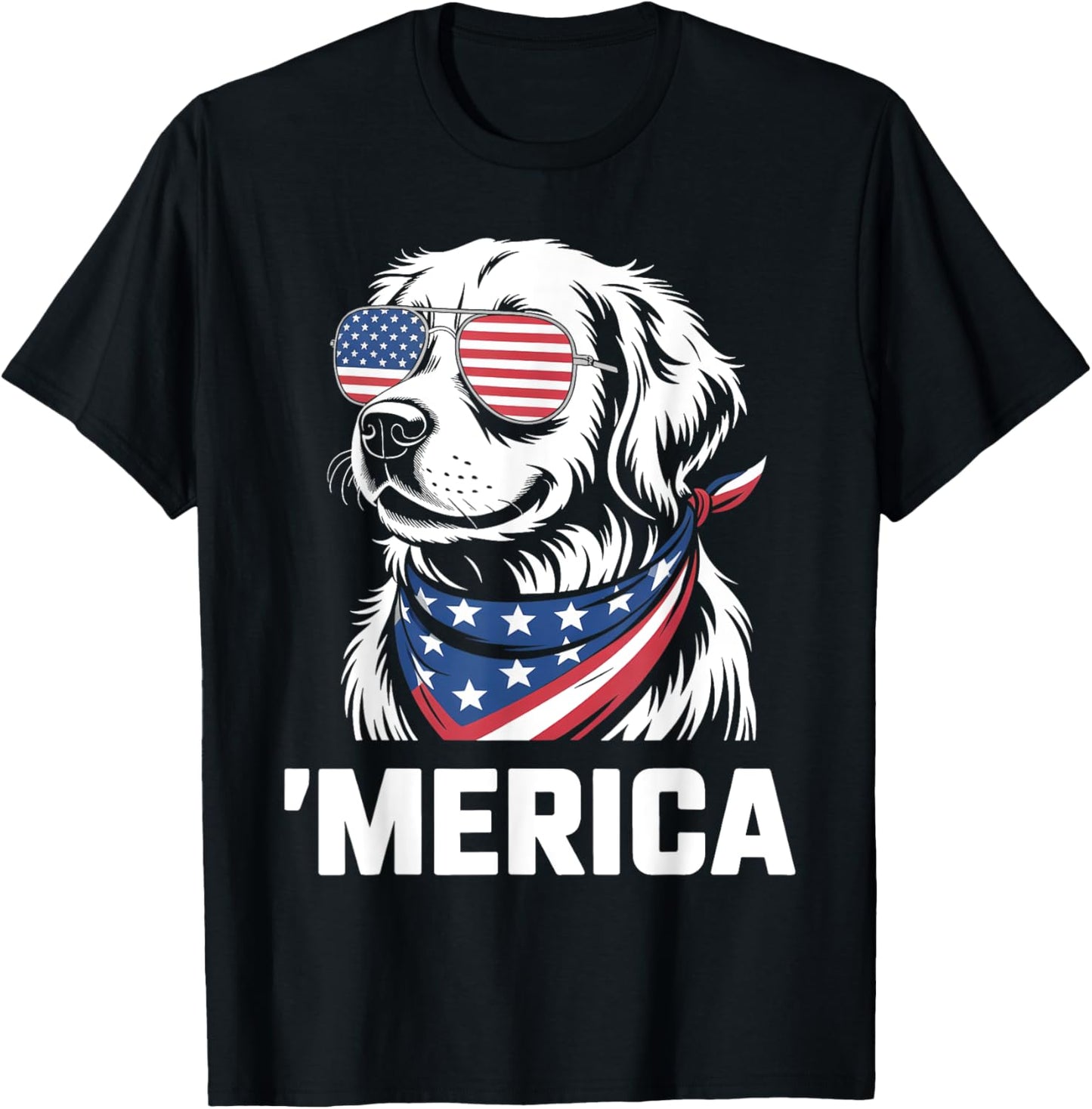 Golden Retriever 4th Of July Merica American Flag Patriotic T-Shirt