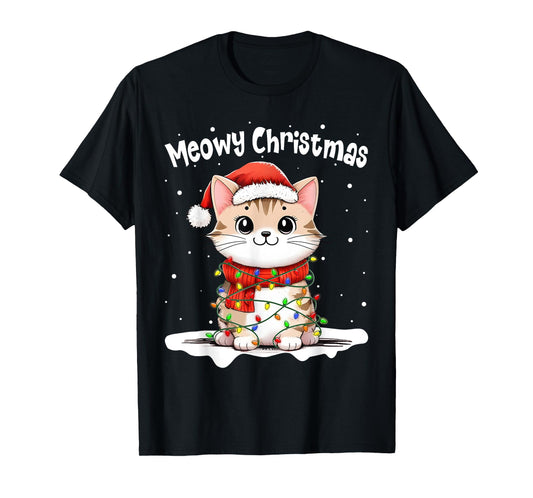 Meowy Catmas Cat Christmas Cute Kitten Cat Santa Xmas Family T-Shirt for Men Women Kids