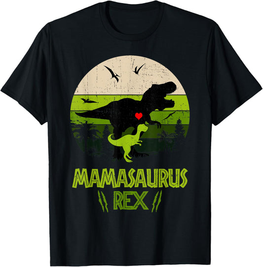 Mamasaurus Rex Dinosaur Mom and Kids Retro Vintage T-Shirt
