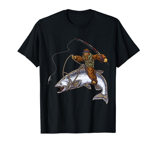 King Salmon Fishing Trout Hunting Bigfoot Fishermen T-Shirt