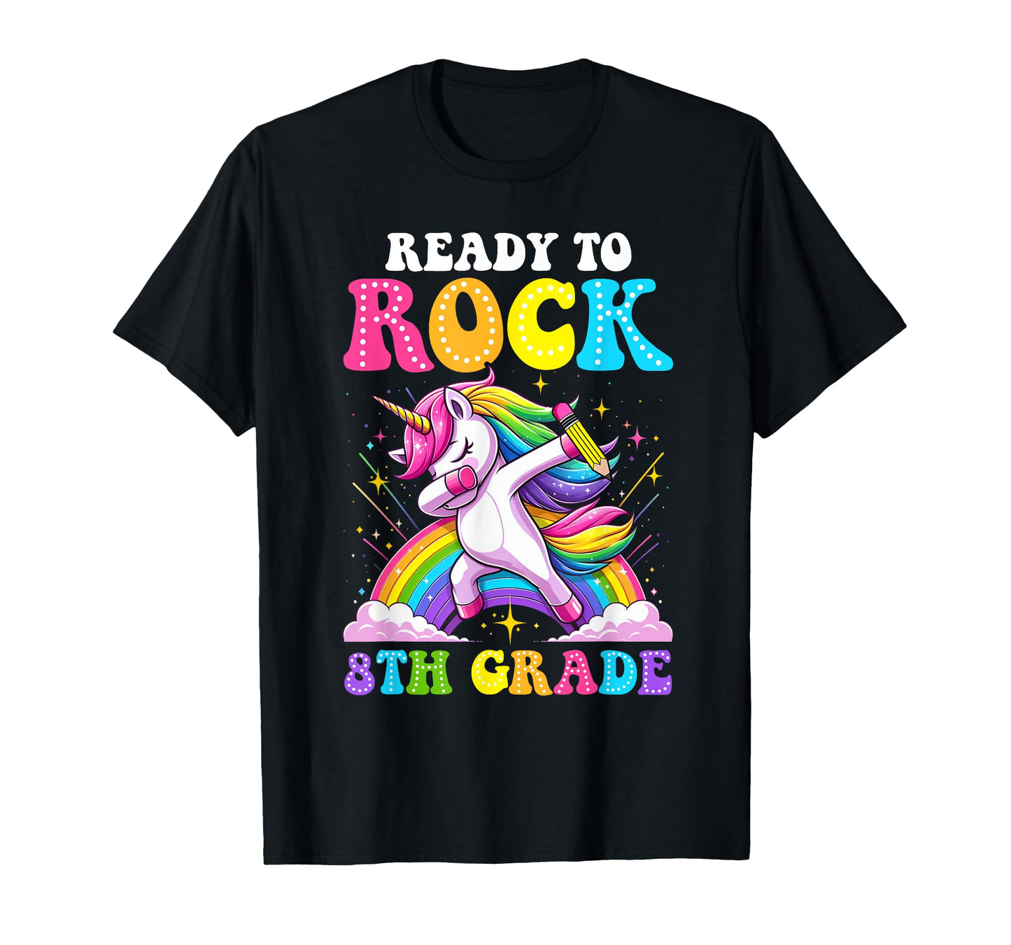 Ready To Rock 8th Grade Dabbing Unicorn Back To School Girls T-Shirt