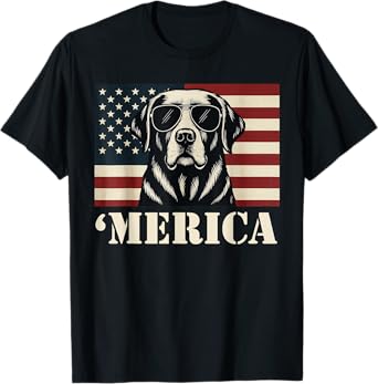 Golden Retriever 4th of July Merica Men Women USA Flag T-Shirt