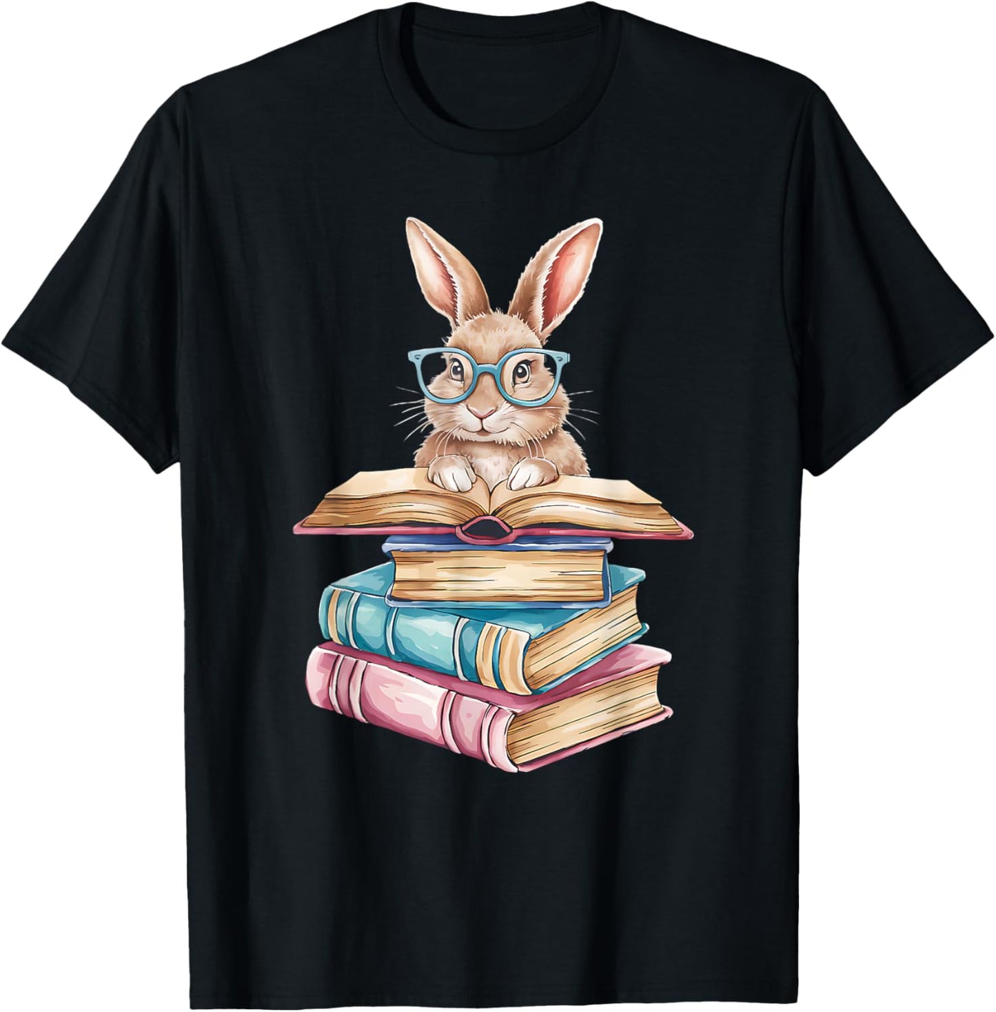 Books Bookworm Reader Book Cute Reading Bunny With Glasses T-Shirt