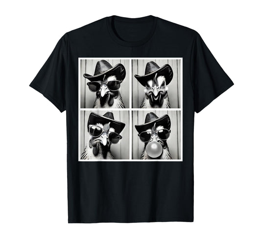 Photobooth Funny Chicken with Sunglasses & Bubble Gum T-Shirt