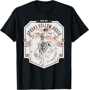 Spooky Hollow Rodeo Western Skeleton Cowboy Halloween T-Shirt