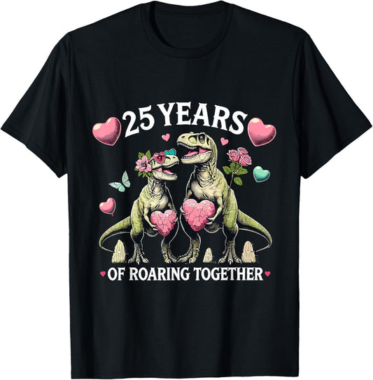 Funny 25th Wedding Anniversary Dinosaur Couple Anniversary T-Shirt