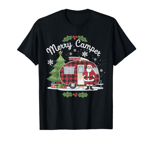 Merry Camper Christmas Santa Camping Truck Family Matching T-Shirt