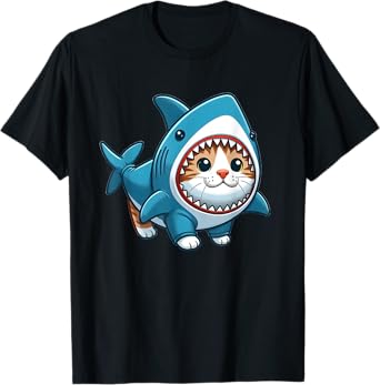 Cat in Shark Costume Men Women Kids T-Shirt
