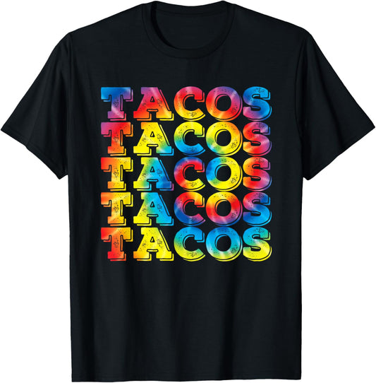 Retro Tacos Vintage Tie Dye Taco Tuesday Mexican Tee T-Shirt