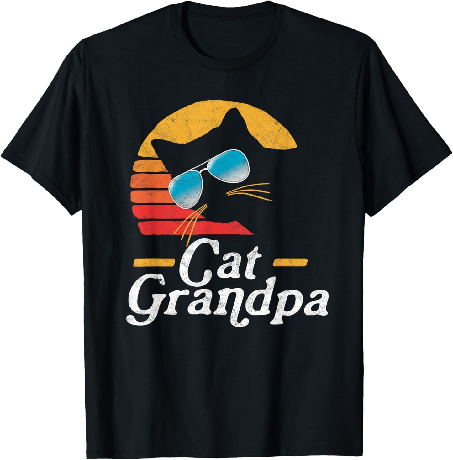 Cat Grandpa Vintage Eighties Style Cat Retro Sunglasses T-Shirt