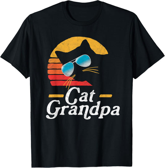 Cat Grandpa Vintage Eighties Style Cat Retro Sunglasses T-Shirt