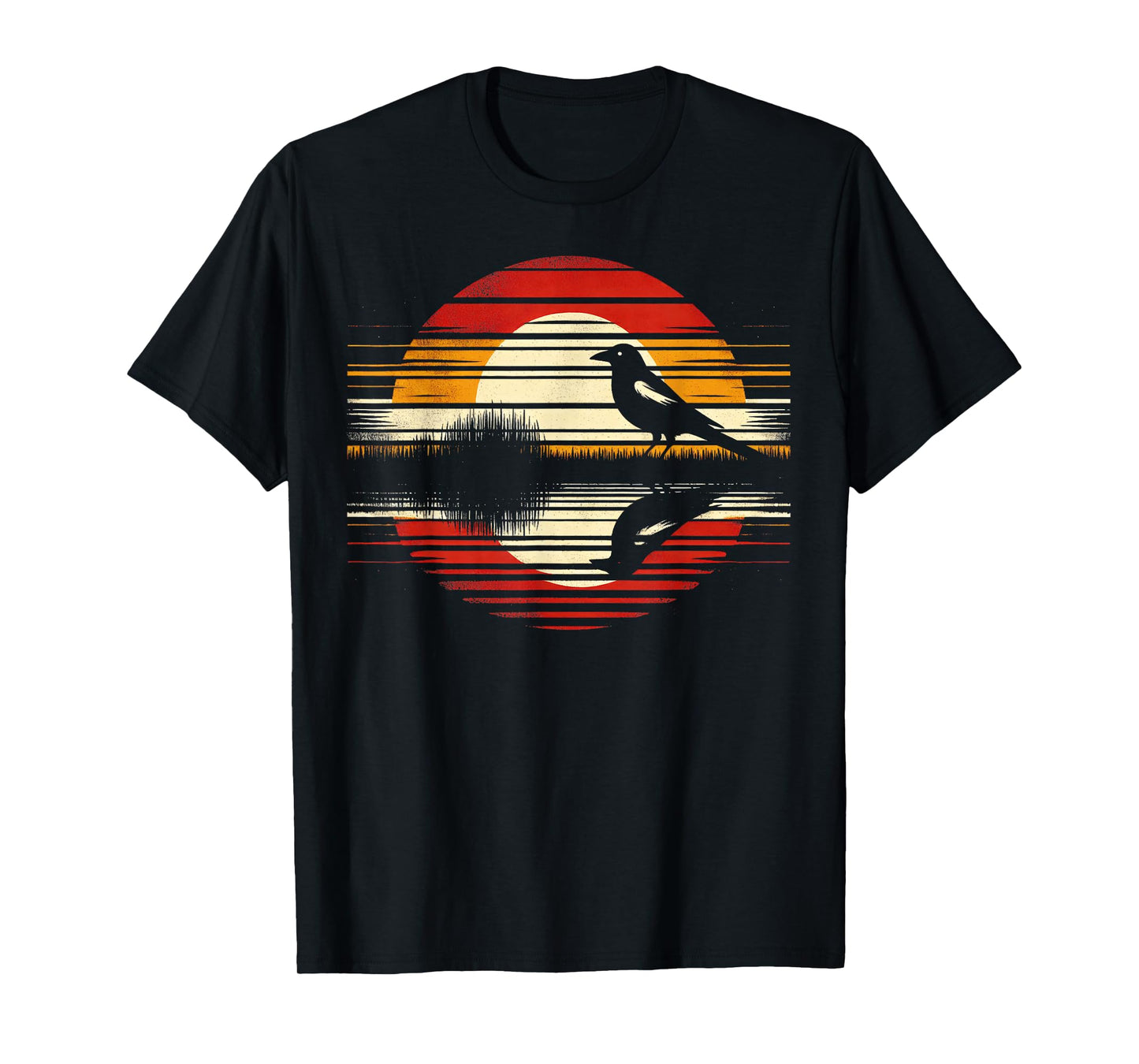 Magpie Bird Sunset Retro Style Safari Vintage 70s T-Shirt