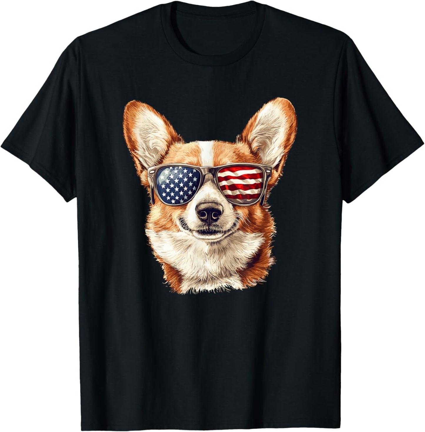 Patriotic Corgi USA Flag Sunglasses Dog Lover 4th Of July T-Shirt