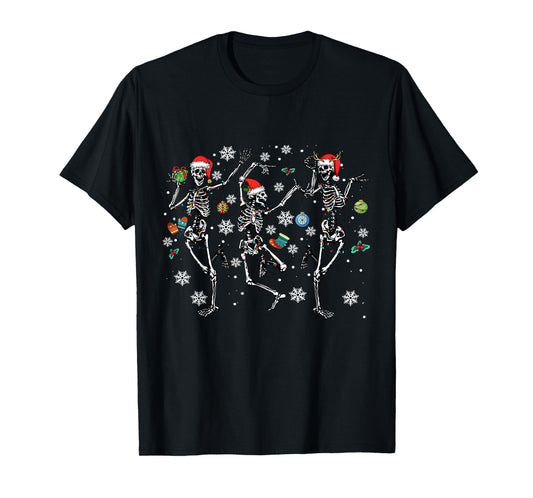 Christmas Skeleton Dancing Xmas 2025 Men Women Kids T-Shirt