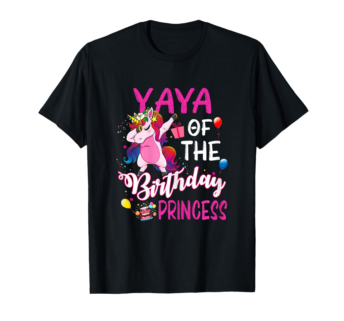 Yaya Of The Birthday Princess Unicorn Girl T-Shirt