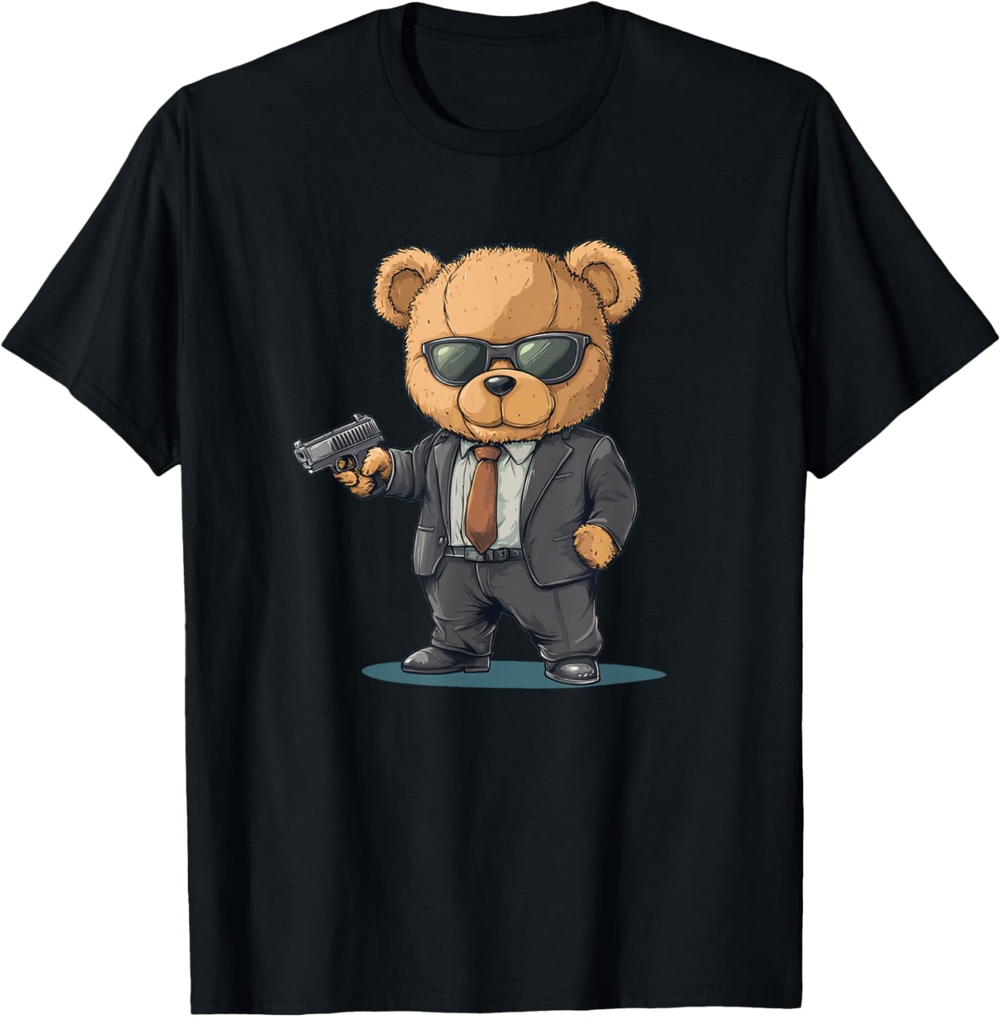 Casual Sunglasses Teddy with Gun for Funny Secret Agent Bear T-Shirt