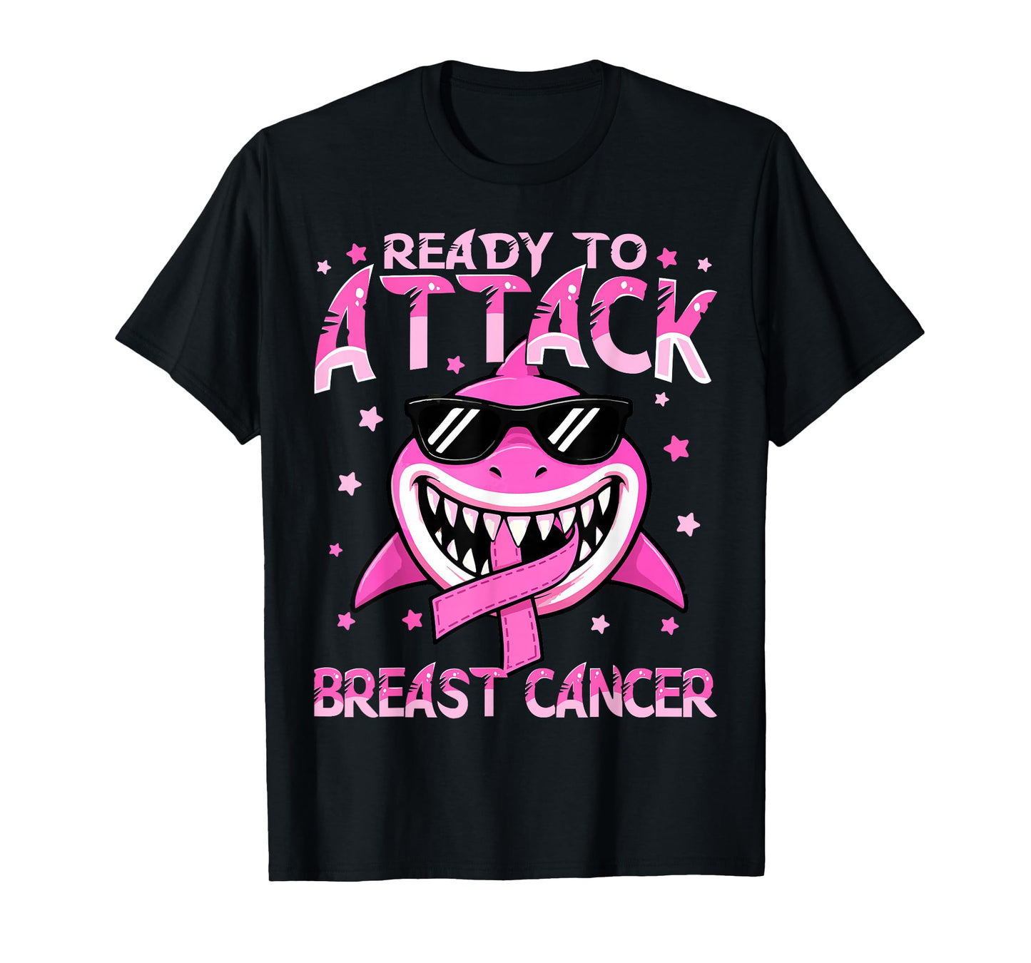 Ready to Attack Breast Cancer Awareness Pink Shark Kids Boy T-Shirt