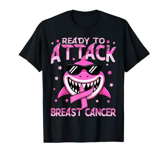 Ready to Attack Breast Cancer Awareness Pink Shark Kids Boy T-Shirt