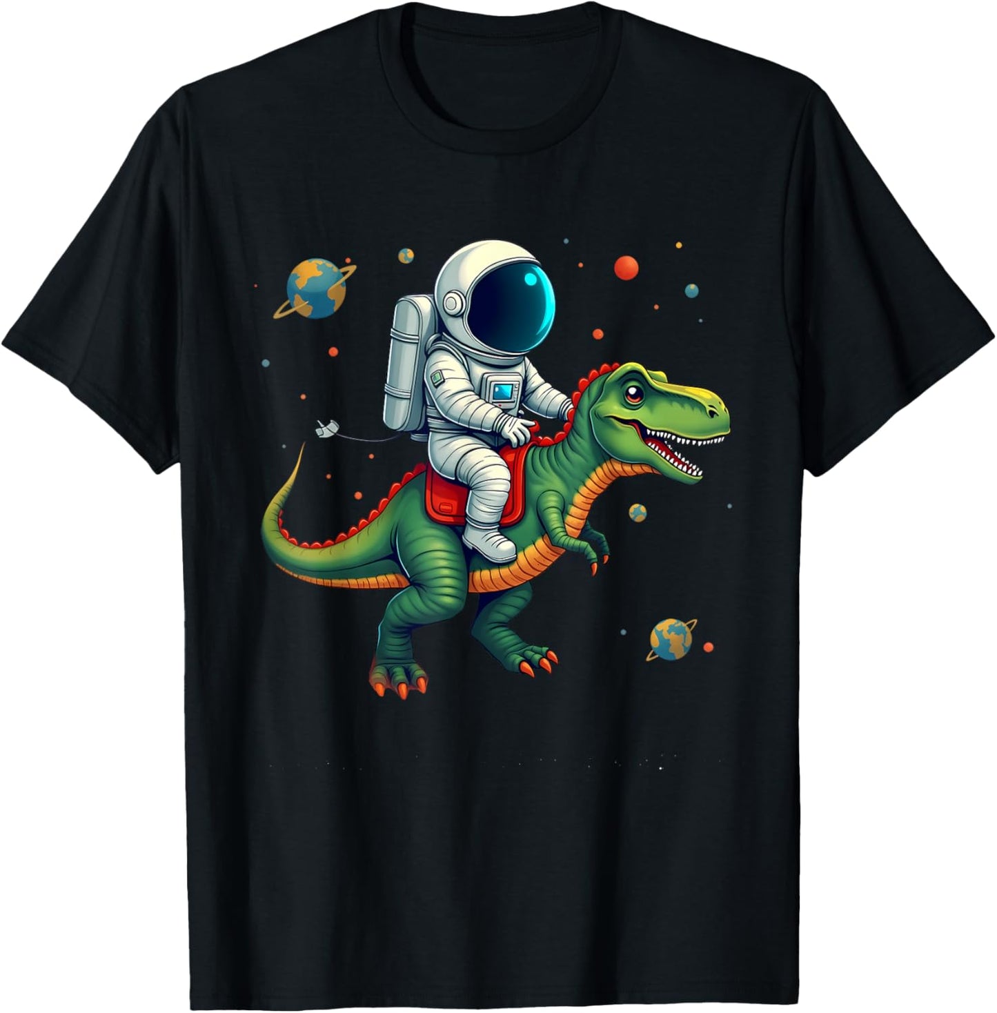 Dinosaur Astronaut Funny Astronaut Riding T-Rex Lover Space T-Shirt
