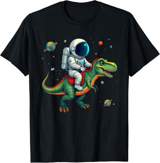 Dinosaur Astronaut Funny Astronaut Riding T-Rex Lover Space T-Shirt